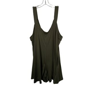 Olive Green Overall‎ Shorts Knit Romper Casual Plus Size 14-16